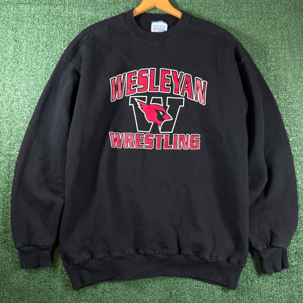 Eagle USA Sweatshirt Mens XL Black Good Wesleyan Wrestling Cardinal Heavyweight